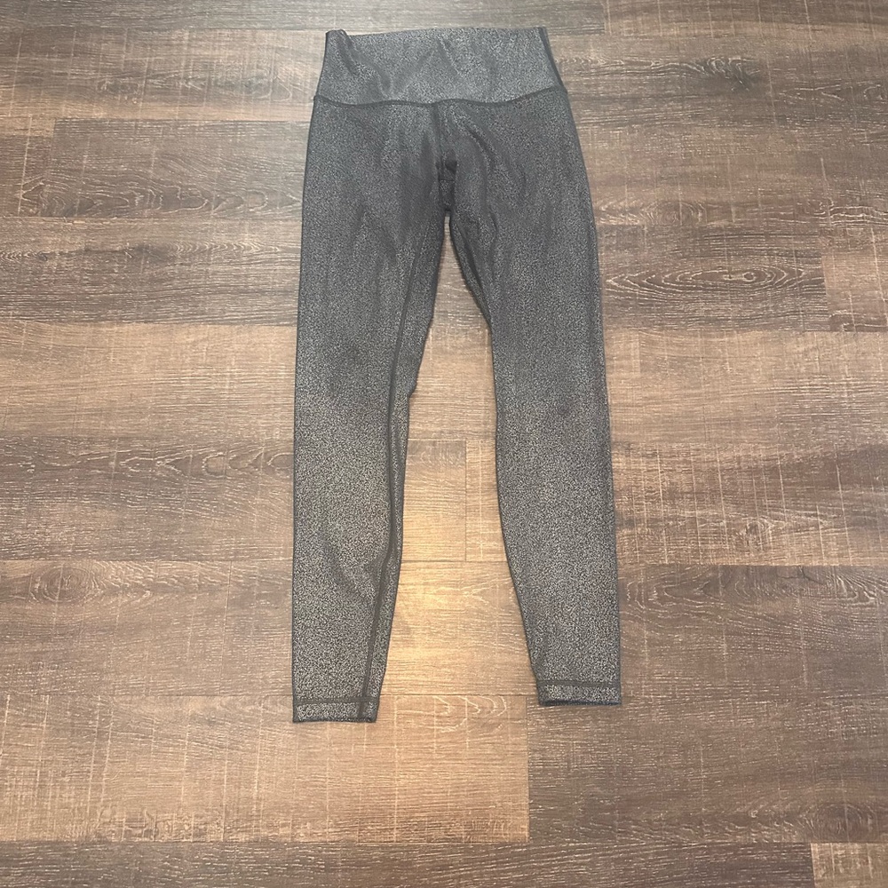 Lululemon Silver Black Speckled Leggings Size 6
